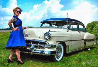 Kevins Car-and Lili Pinup Painting