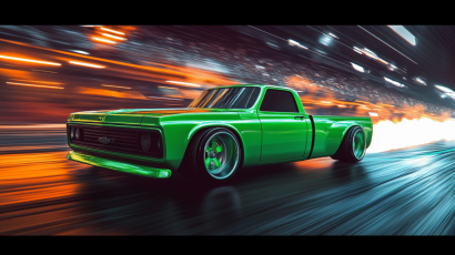 Green S10 pickup Fast Glitch art
