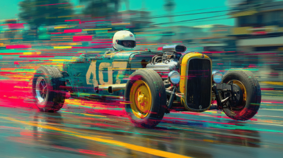 Old racecar Fast Glitch art